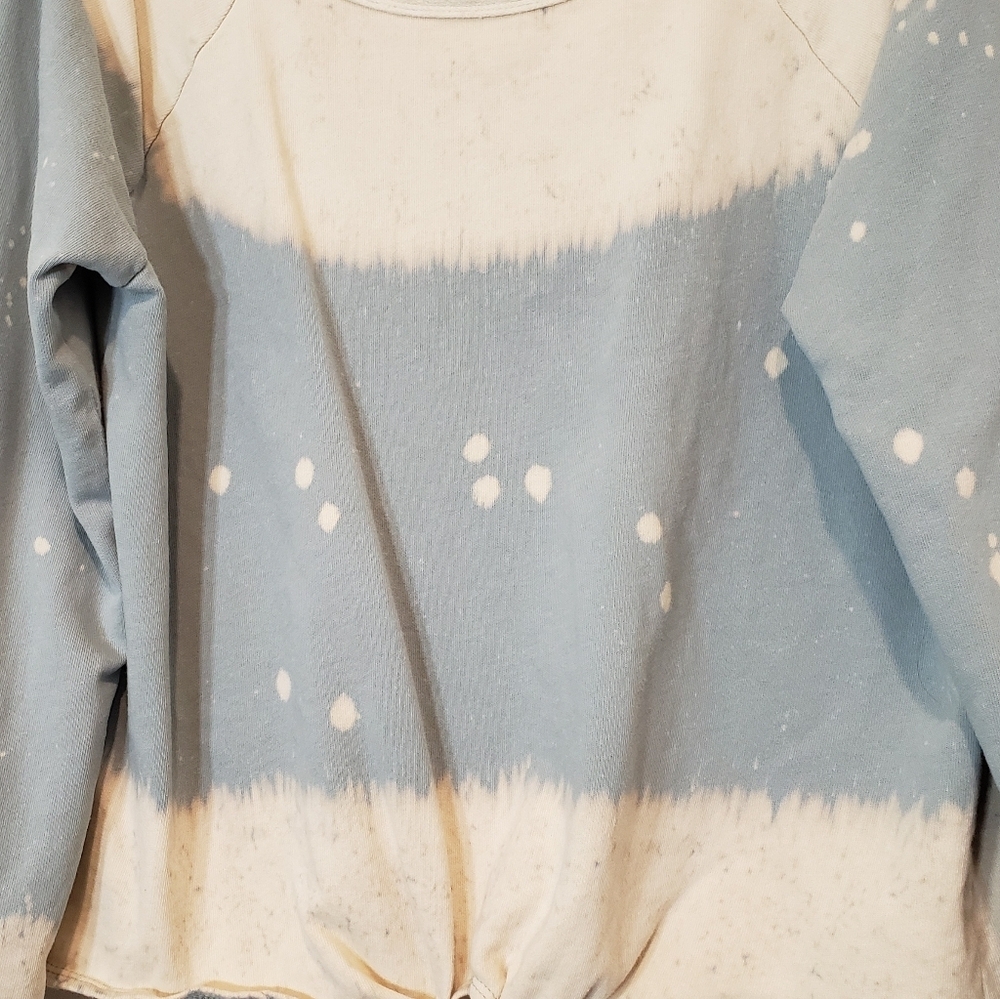 Hem & Thread Mint Pullover Sweatshirt Tie Dye Bleach Front Tie Size Large - Picture 7 of 14
